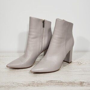 Marc Fisher  Taupe Grey  Leather Bootie  3.5" Heel   Size 8.5